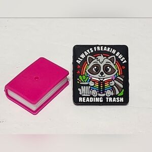 Funny Focal Beads Reading Trash Book Racoon Silicone‎ Crafts Keychain Bag Clip